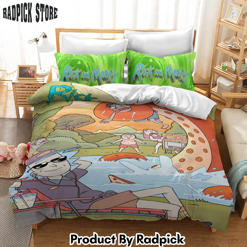 Rick and morty cosplay bedding duvet cover halloween sheets bed sets  rp0423604